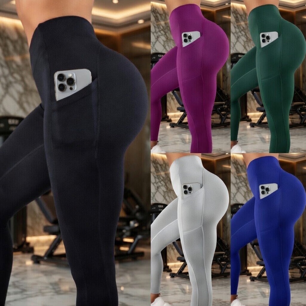 Blue sport elastic yoga leggings by Leggings, featuring a snug fit and comfortable stretch for active wear.